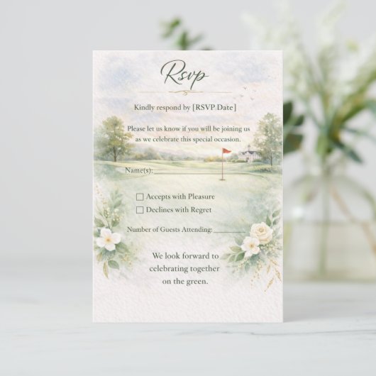 Golf Wedding RSVP Card | Teeing Off Forever (スタンド正面)