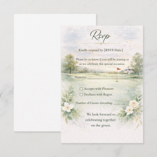 Golf Wedding RSVP Card | Teeing Off Forever (正面/裏面)