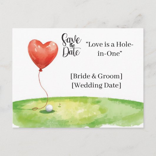 Golf Wedding Save the Date Elegant Golf Course  ポストカード (正面)