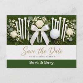 Golf Wedding Save the Date with White Golf Tees ポストカード
