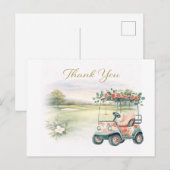 GOLF WEDDING thank you card with golf cart  ポストカード (正面/裏面)