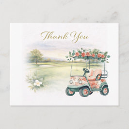 GOLF WEDDING thank you card with golf cart ポストカード