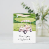 Golf Wedding thank. you card with golf cart  ポストカード (スタンド正面)