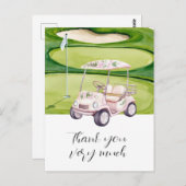 Golf Wedding thank. you card with golf cart  ポストカード (正面/裏面)