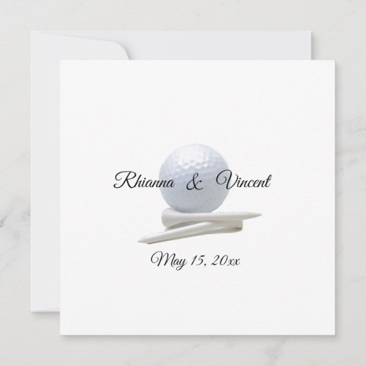 Golf Wedding Theme White Invitations 招待状 (裏面)