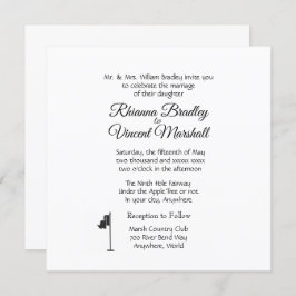 Golf Wedding Theme White Invitations 招待状