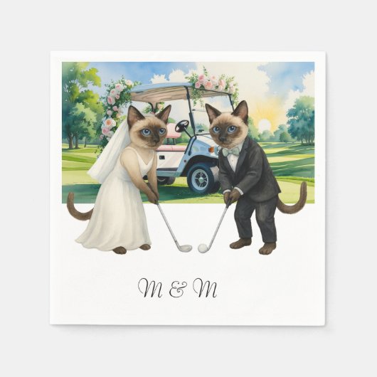 Golf Wedding themed for Cat Lovers スタンダードカクテルナプキン (正面)