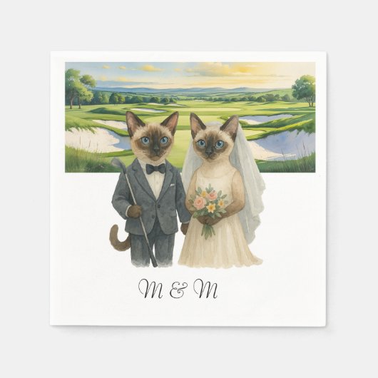 Golf Wedding themed for Cat Lovers スタンダードカクテルナプキン (正面)