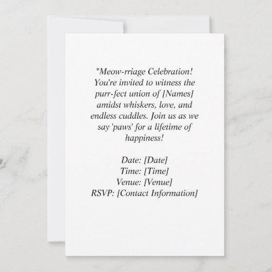 Golf Wedding themed for Cat Lovers 招待状 (裏面)