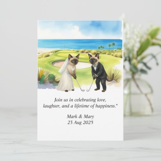 Golf Wedding themed for Cat Lovers 招待状 (スタンド正面)