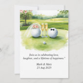 Golf Wedding themed watercolor 招待状 (正面)