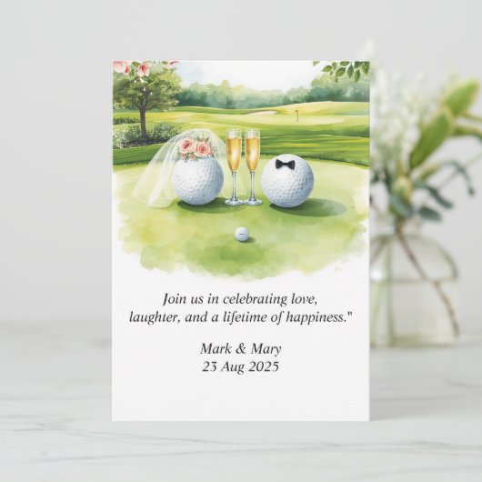 Golf Wedding themed watercolor 招待状 (スタンド正面)