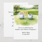 Golf Wedding themed watercolor 招待状 (正面/裏面)