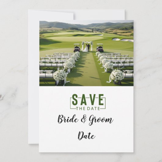 Golf Wedding with bride and groom  招待状 (正面)