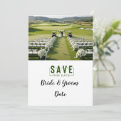 Golf Wedding with bride and groom  招待状 (スタンド正面)