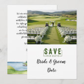 Golf Wedding with bride and groom  招待状 (正面/裏面)