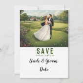 Golf Wedding with bride and groom at club house 招待状 (正面)