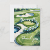 Golf Wedding with Text on golf course サンキューカード (正面)