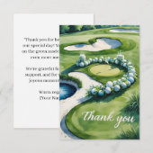 Golf Wedding with Text on golf course サンキューカード (正面/裏面)