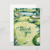 Golf Wedding with Text on golf course サンキューカード (正面/裏面)