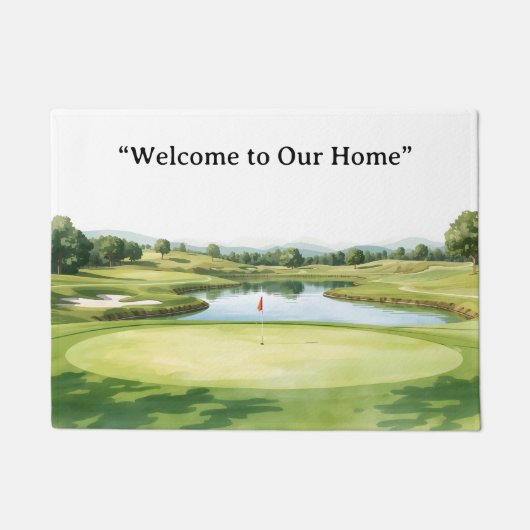 Golf Welcome to golfer home with golf course view ドアマット (正面)