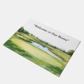 Golf Welcome to golfer home with golf course view ドアマット (アングル)