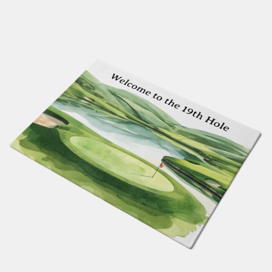 Golf Welcome to golfer home with golf course view ドアマット (アングル)