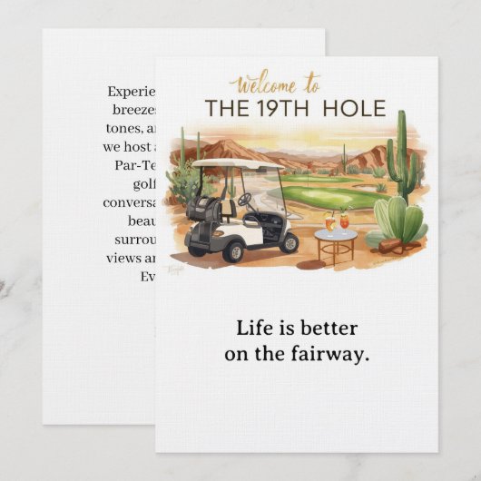 Golf Welcome to golfer house  FOR Arizona cocktail 招待状 (正面/裏面)