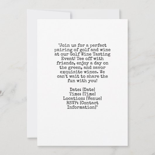 Golf Wine Tasting Event Invitation  招待状 (裏面)