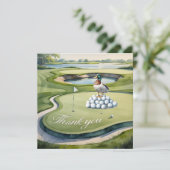 Golf with text on golf course watercolor style サンキューカード (スタンド正面)