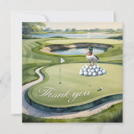 Golf with text on golf course watercolor style サンキューカード