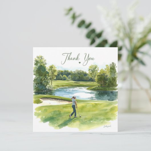 Golf Woman golfer is golfing in golf course  カード (スタンド正面)