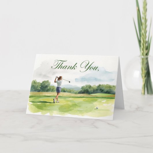 Golf Woman golfer is golfing in golf course  カード (正面)
