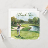 Golf Woman golfer is golfing in golf course  カード (正面/裏面インサイチュ)