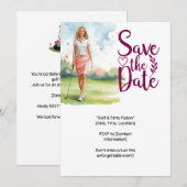 Golf  woman golfer is golfing on green  招待状 (正面/裏面)