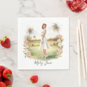 Golf Woman golfer on golf course Bridal スタンダードランチョンナプキン (インサイチュ)