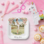 Golf Woman golfer on golf course Bridal  ペーパープレート (パーティー)