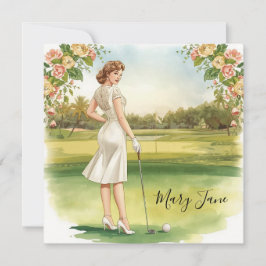Golf Woman golfer on golf course Bridal  招待状