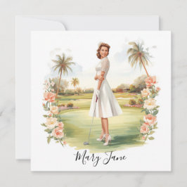 Golf Woman golfer on golf course Bridal  招待状
