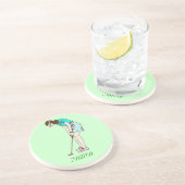 Golfer女性モノグラムの飲料用コースター コースター (側面)