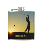 Golfer at Sunset Personalised フラスク (正面)