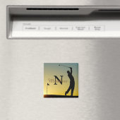 Golfer at Sunset Personalized マグネット (インサイチュ (食洗機))