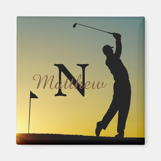 Golfer at Sunset Personalized マグネット (正面)