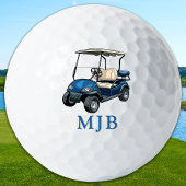 Golfer Blue Cart Personalized 3 Initial Monogram ゴルフボール