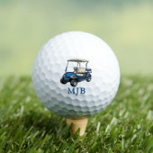 Golfer Blue Cart Personalized 3 Initial Monogram ゴルフボール (インサイチュ 木)