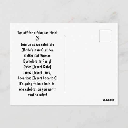 Golfer Bride Wedding Bachelorette for Cat lovers ポストカード (裏面)