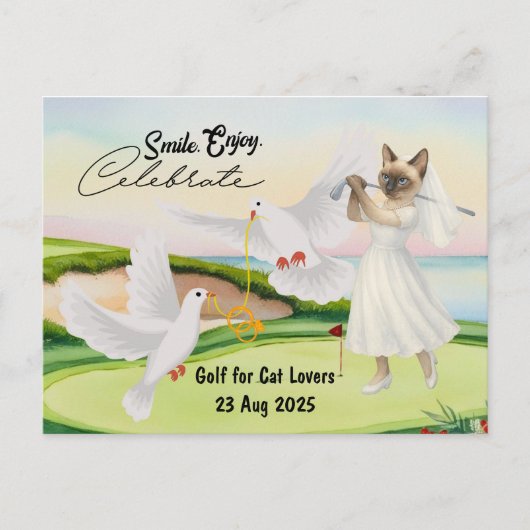 Golfer Bride Wedding Bachelorette for Cat lovers ポストカード (正面)