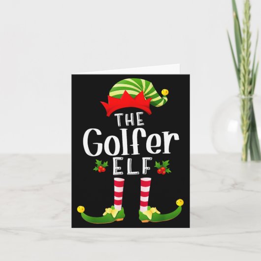 Golfer Christmas Elf Matching Pajama X-mas Party カード (正面)