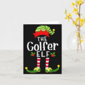 Golfer Christmas Elf Matching Pajama X-mas Party カード (黄色い花)