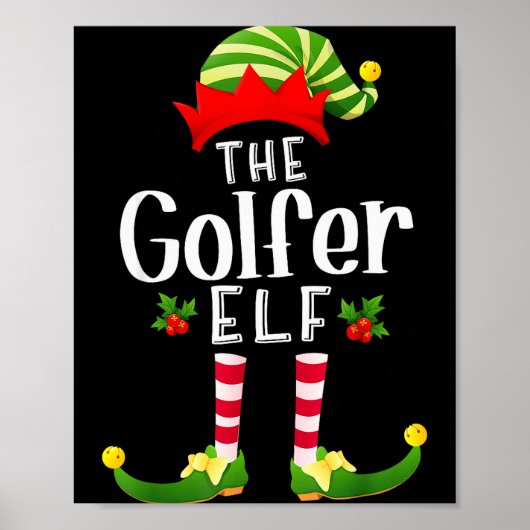 Golfer Christmas Elf Matching Pajama X-mas Party ポスター (正面)